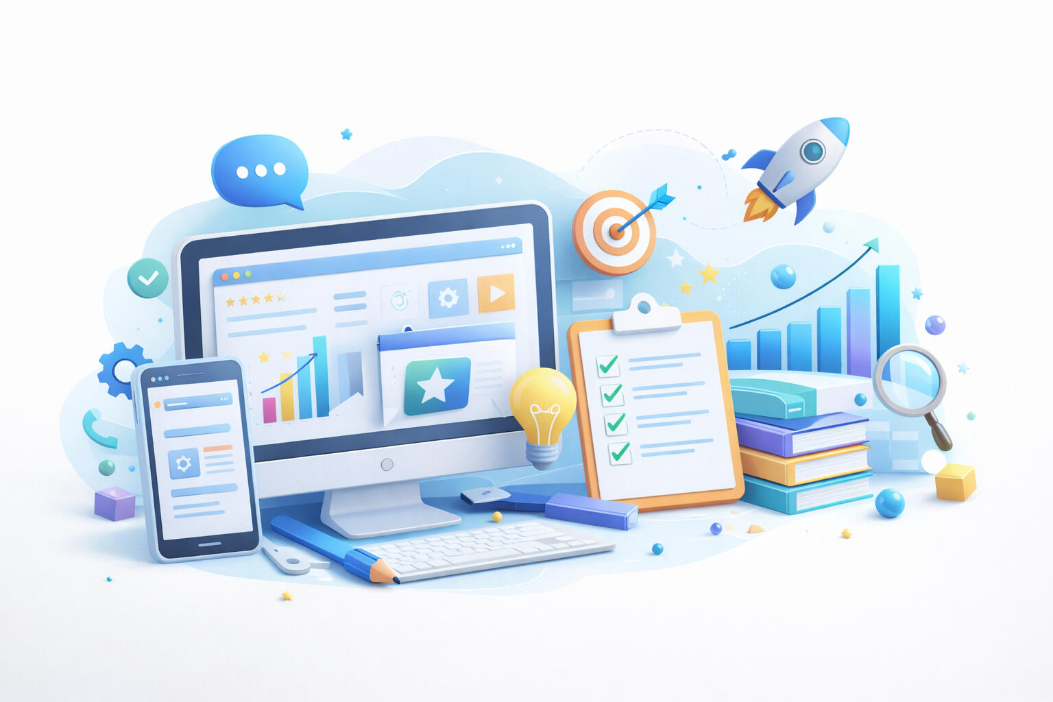 Computer with digital services icons